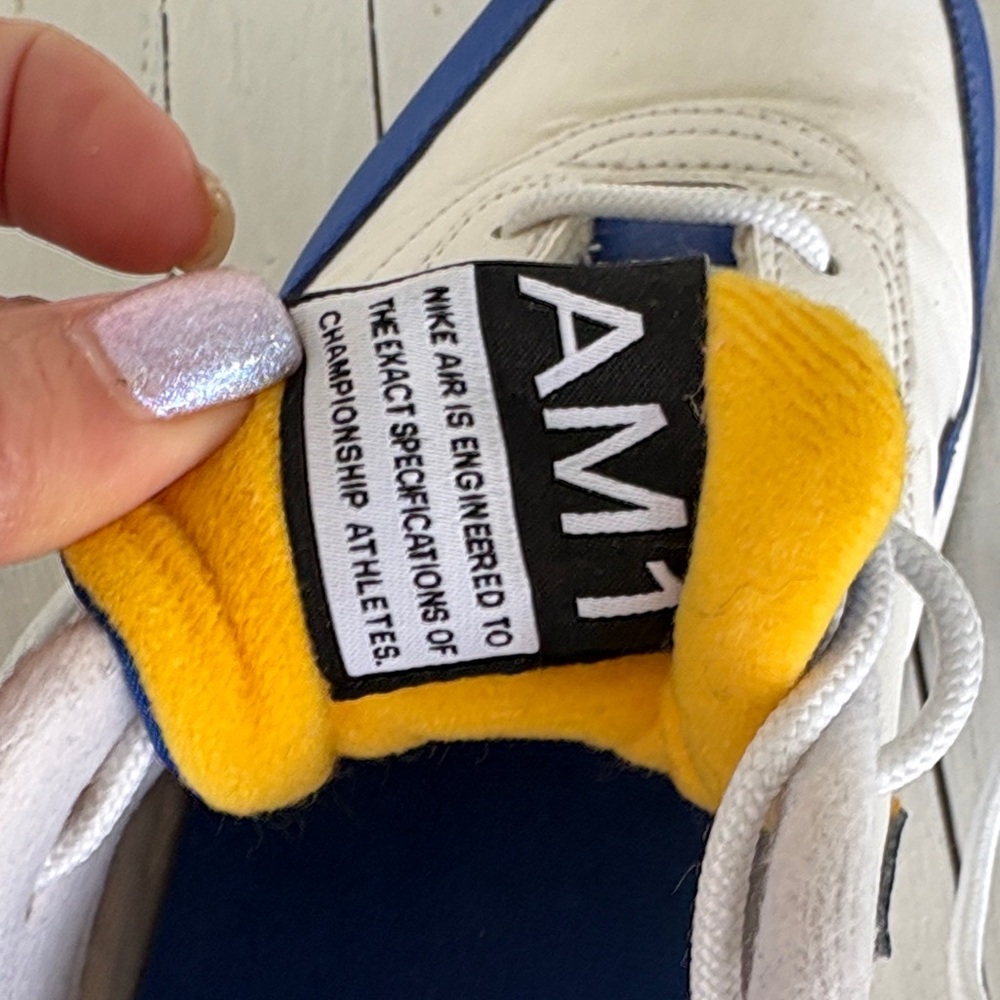 Nike Men's Sneakers in White, Blue, and Yellow - Picture 7 of 10